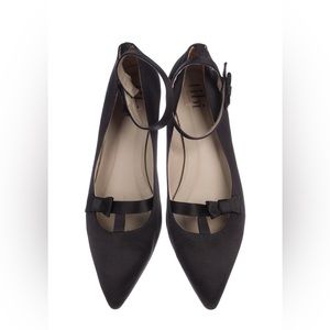 Black satin Tibi pointed-toe flats